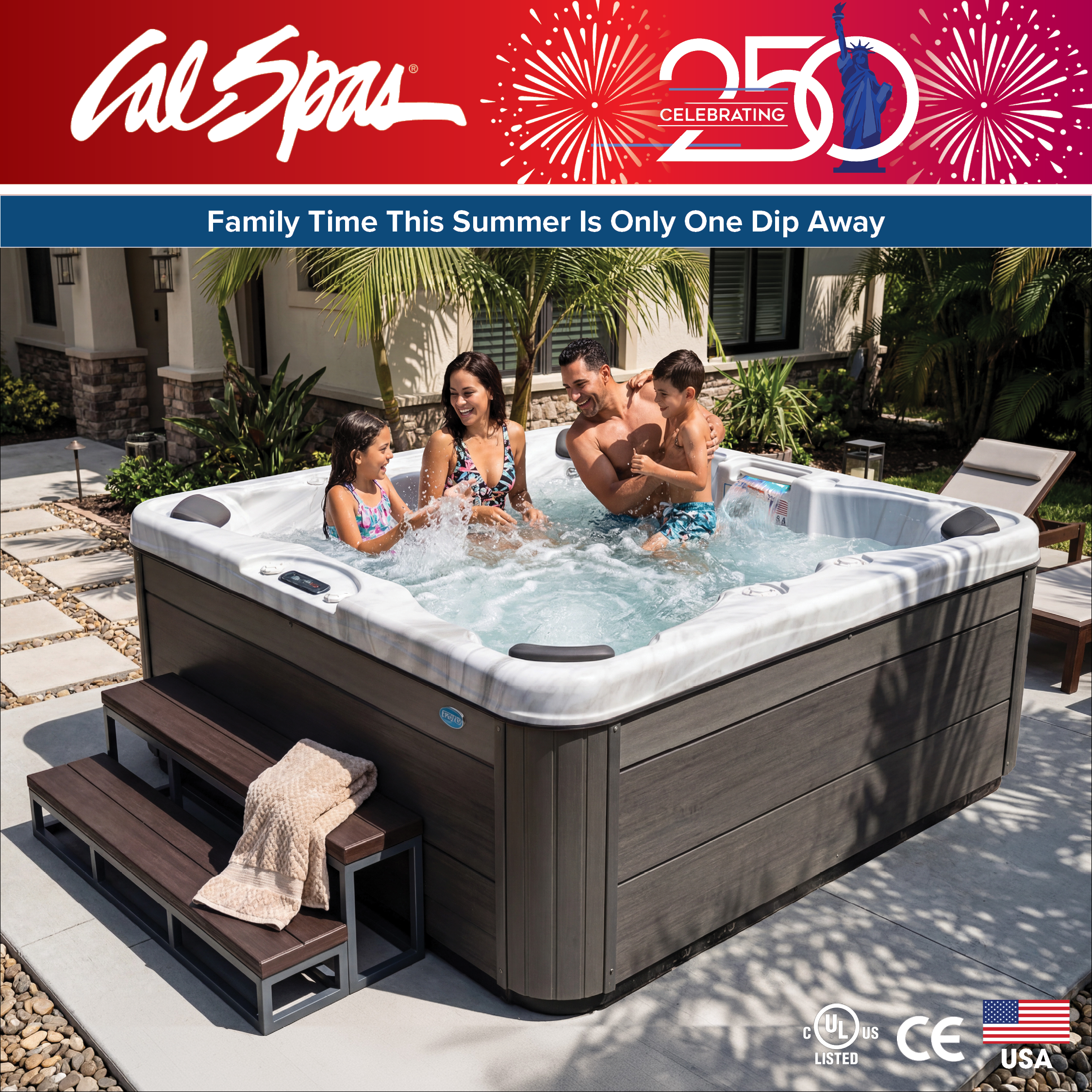 Calspas hot tub being used in a family setting - Kalispell